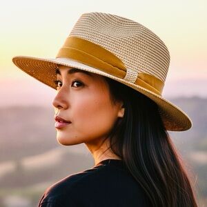 Woven Wide Brim Fedora